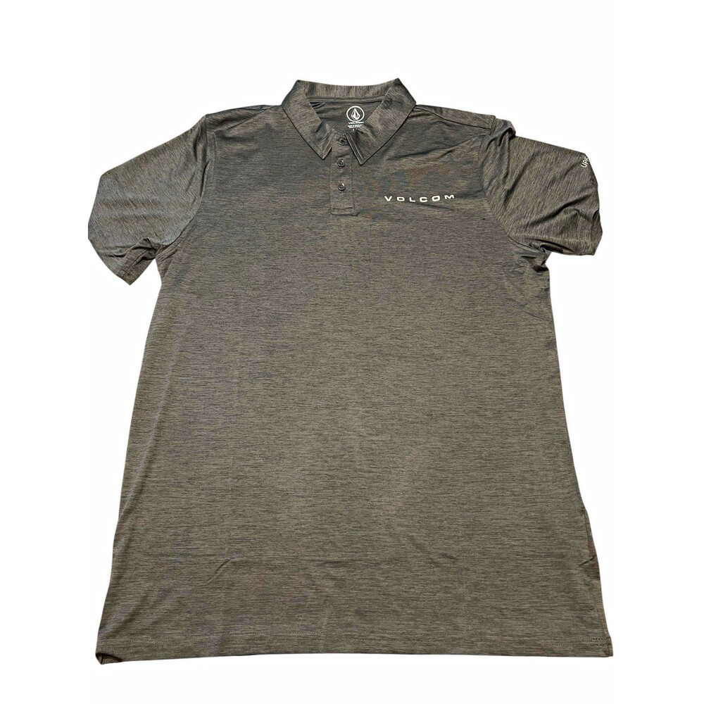 Volcom Hodad Polo SS Polo Shirt Men’s L Gray Solid Short Sleeve Logo Button